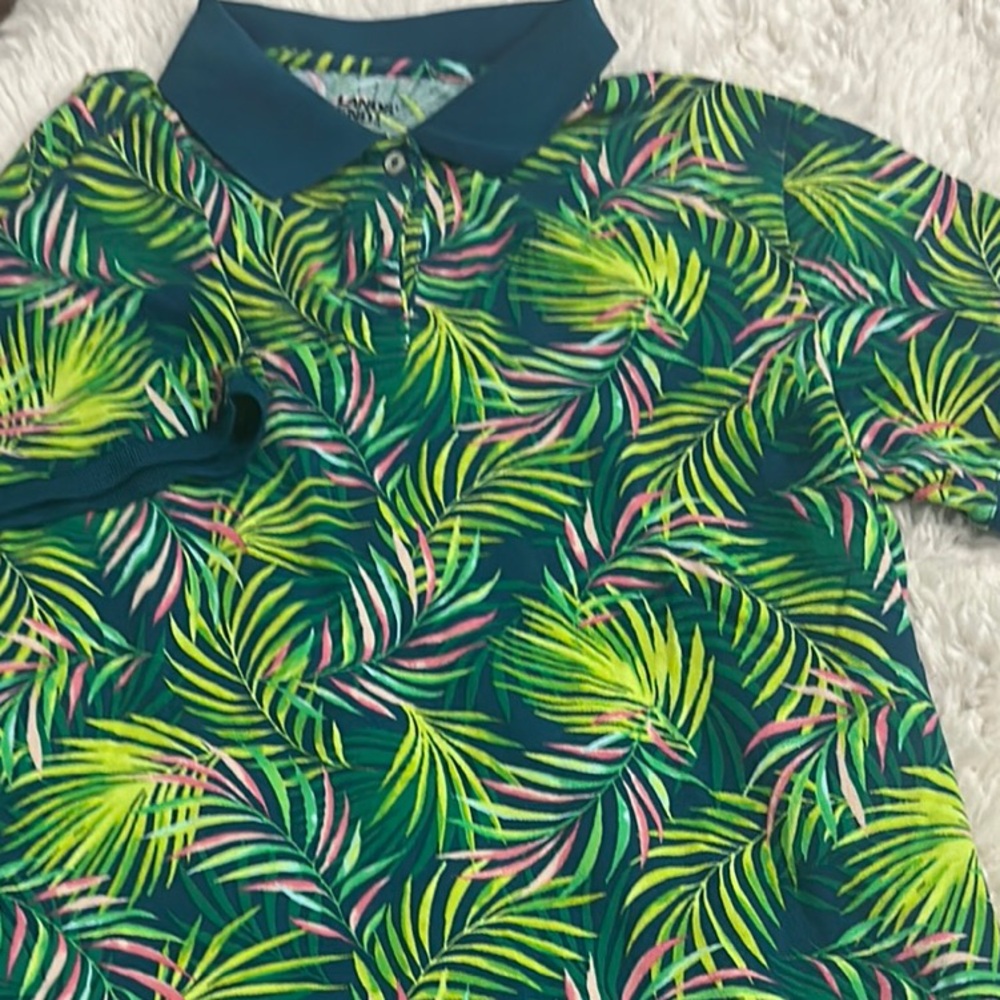 Tropical Leaf Print Kids Polo Shirt